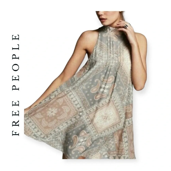 0366. FREE PEOPLE INTIMATELY SLEEVELESS DRESS HIGH NECK SIZE MEDIUM - Picture 1 of 10